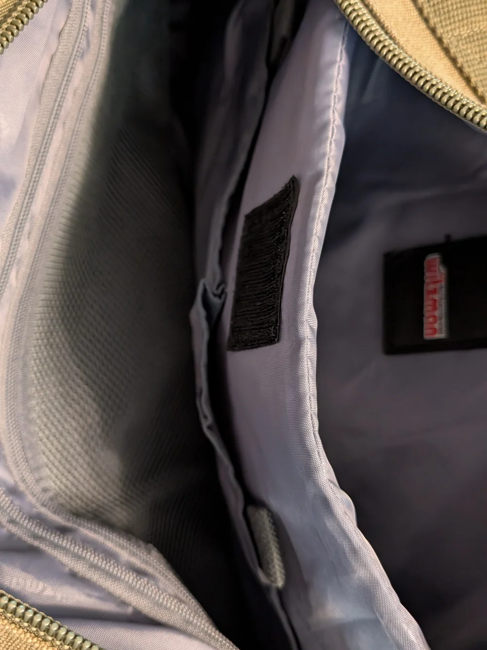 Canvas Travel Backpack in Khaki with Leather Accents - Picture 7 of 13